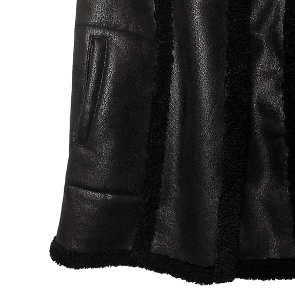 Nic + Zoe Faux Leather Fur Sherpa Vest Black - Picture 5 of 8